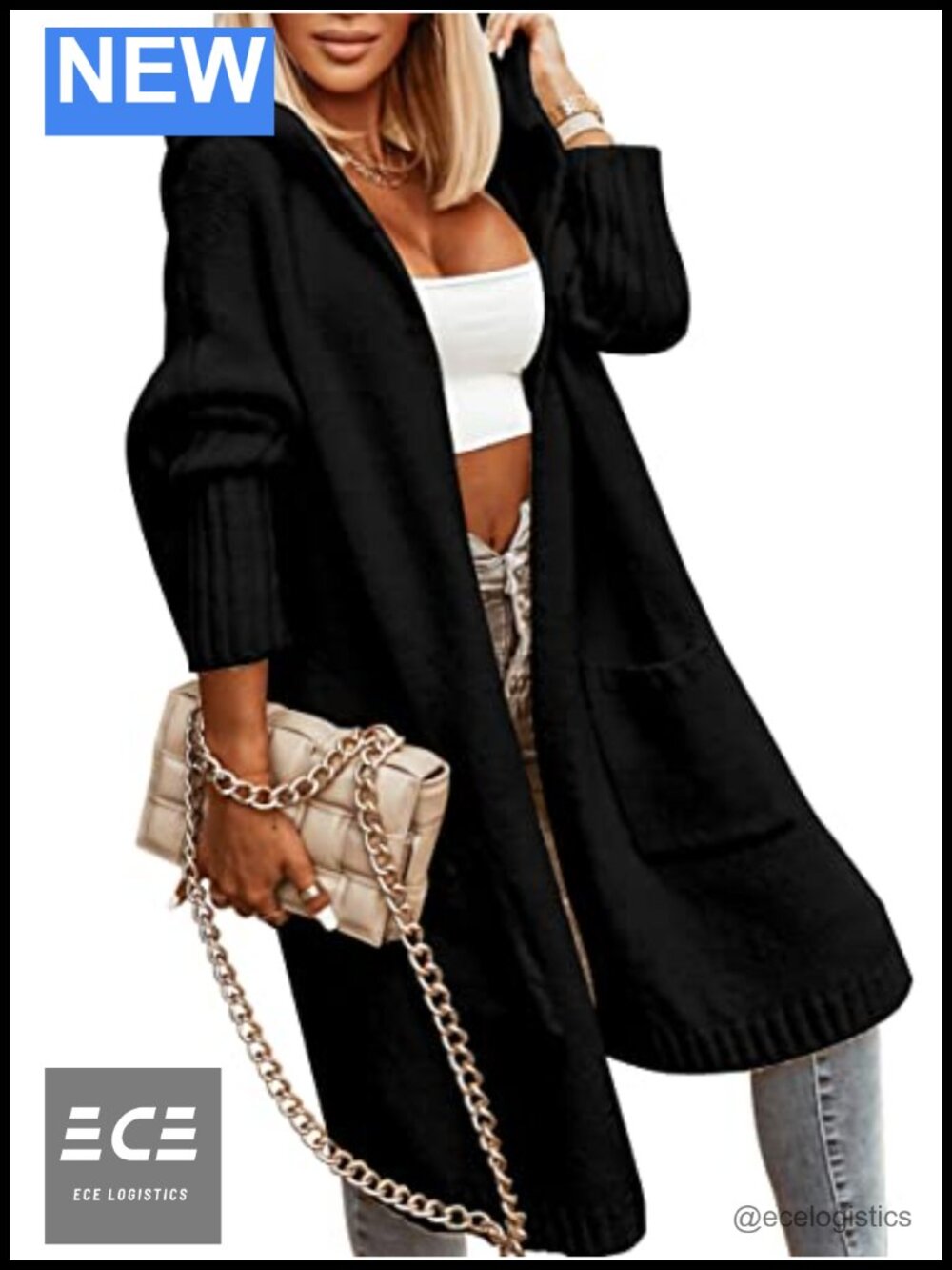 Womens Long Hooded Cardigan Cable Knit Open Front Oversized Sweater Coat
